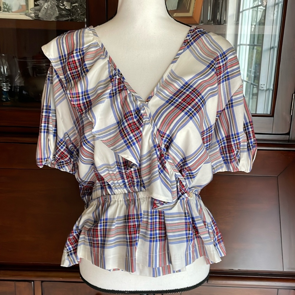 NWT Free Assembly Plaid Ruffle Top L - Picture 13 of 13